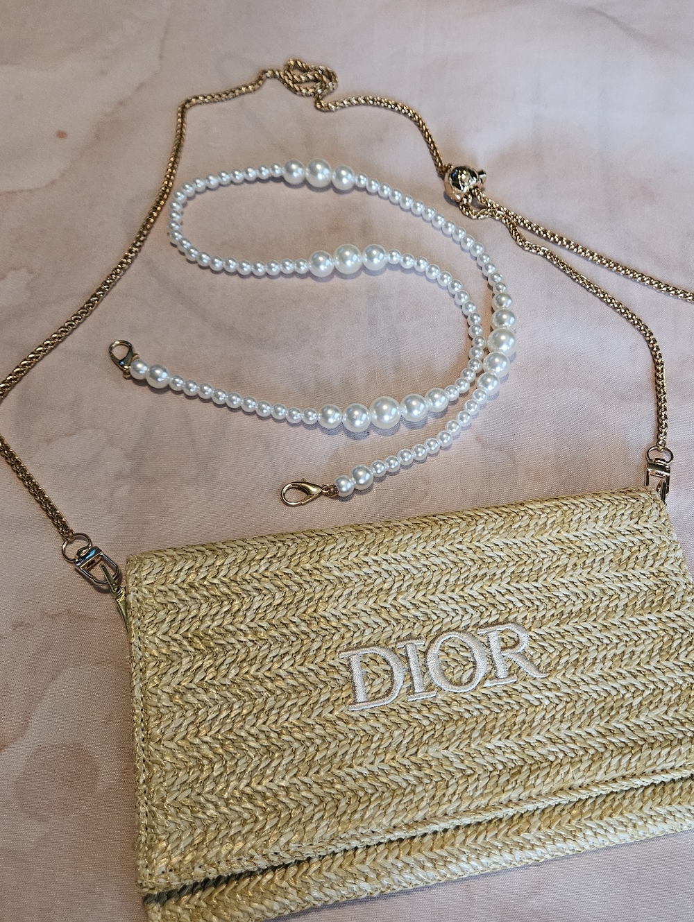 Dior Beauty Natural Woven Raffia Clutch/ Crossbody
